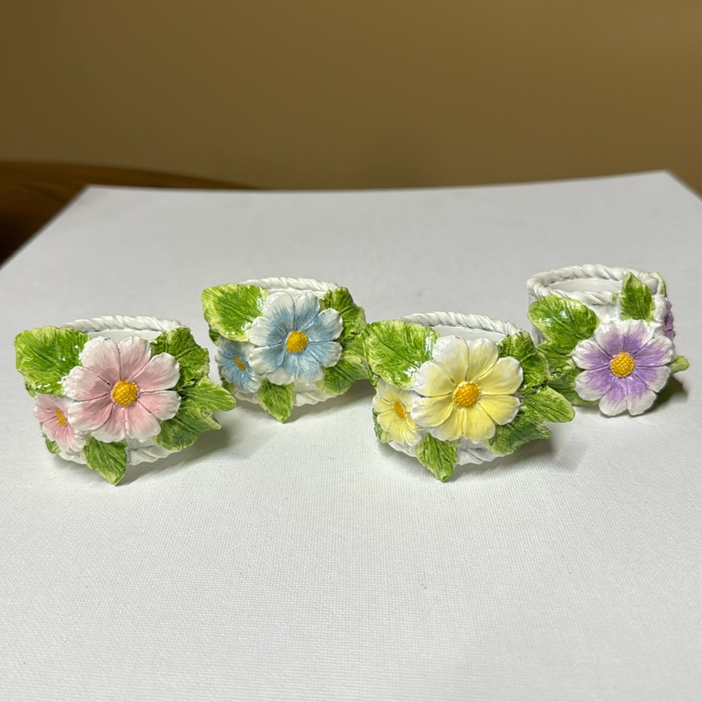Floral Napkin Rings by Valerie set of 4